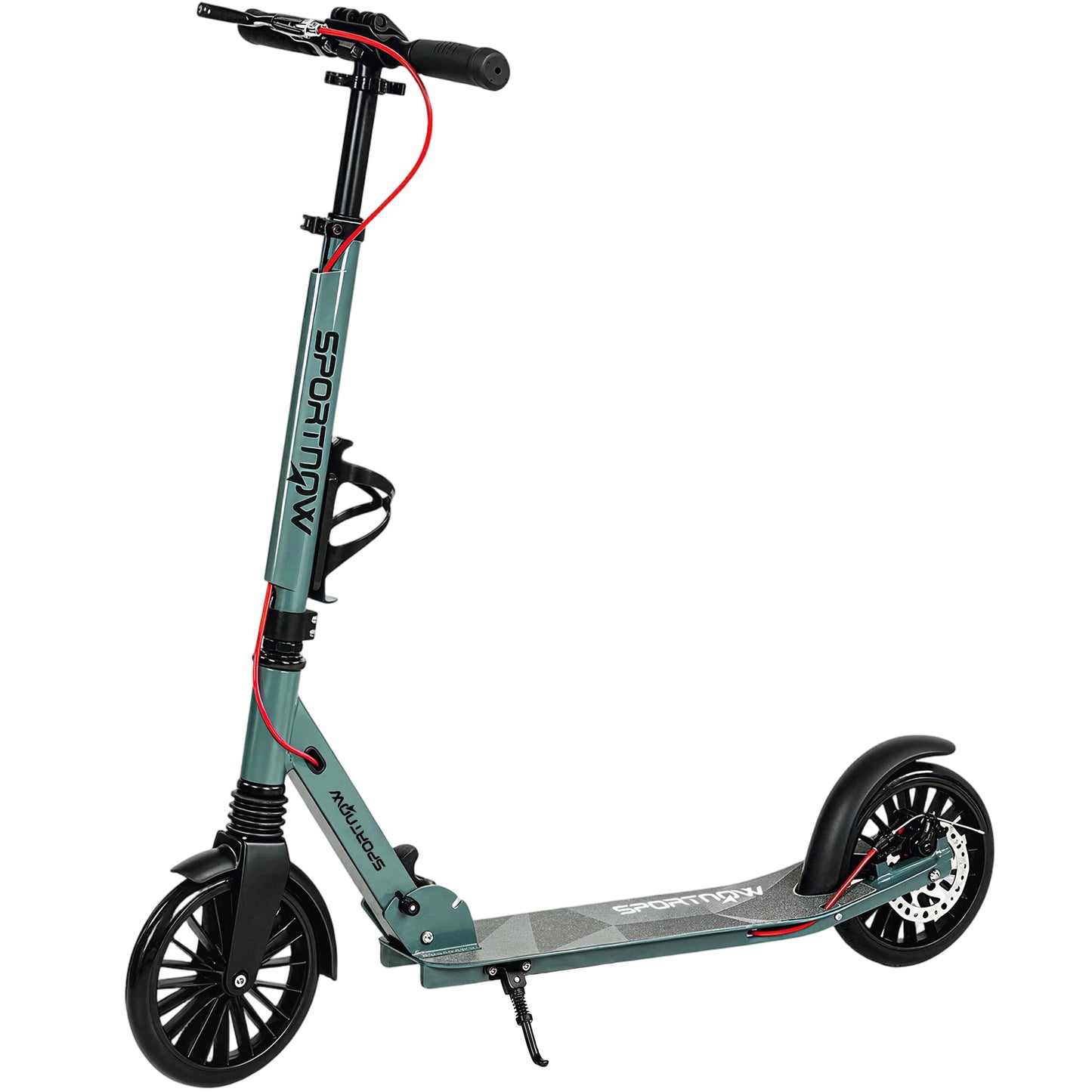 SPORTNOW Foldable Kick Scooter with Height Adjustable Handlebar, One-click Folding Adult Scooters with 200 mm Big Wheels, Silver