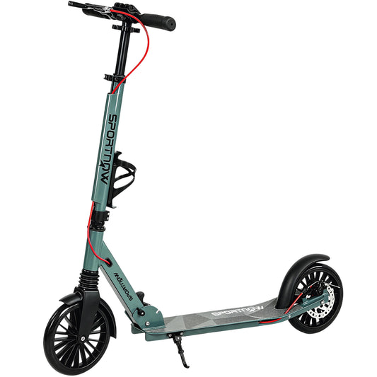 SPORTNOW Foldable Kick Scooter with Height Adjustable Handlebar, One-click Folding Adult Scooters with 200 mm Big Wheels, Silver