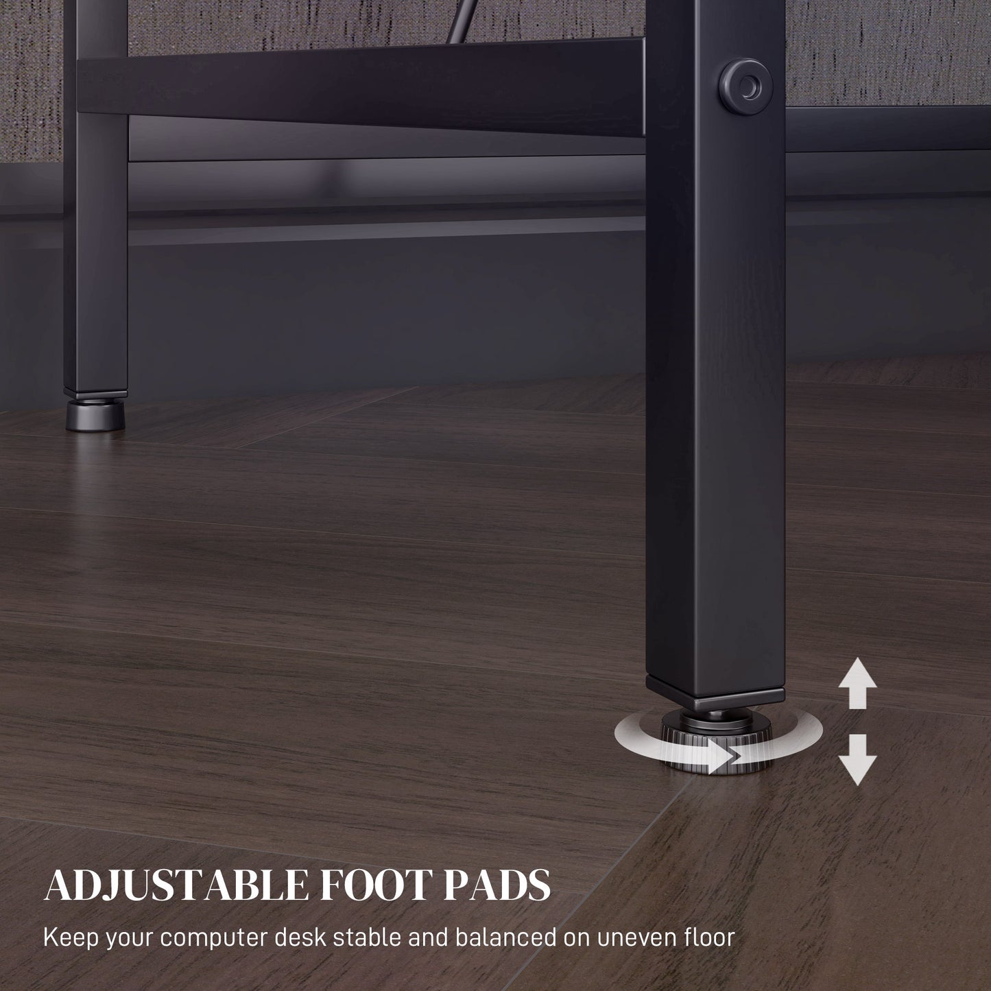 HOMCOM Reversible 'L' LED Light Gaming/Work Desk - Black