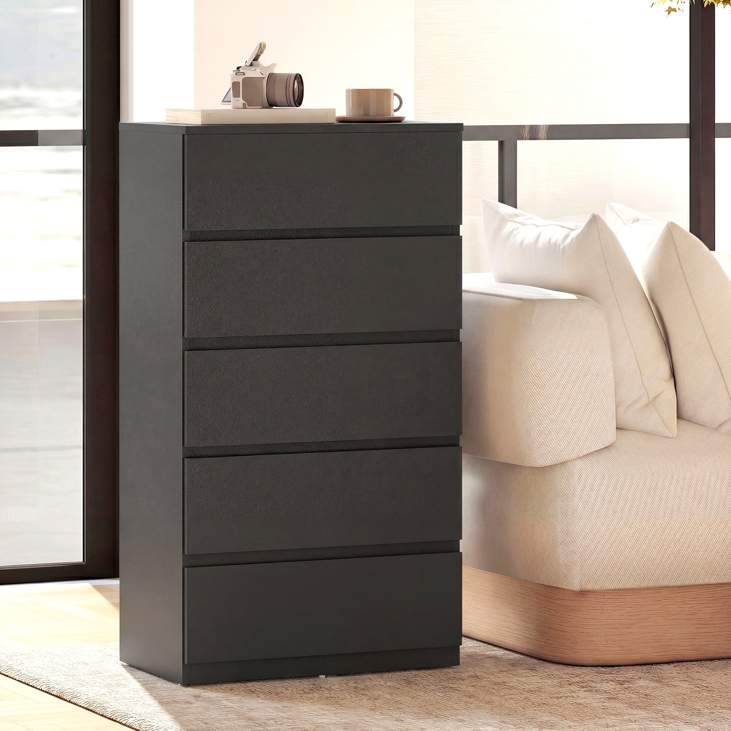 HOMCOM Chest of Drawers, 5-Drawer, Modern Dresser, Storage Drawer Unit for Bedroom
