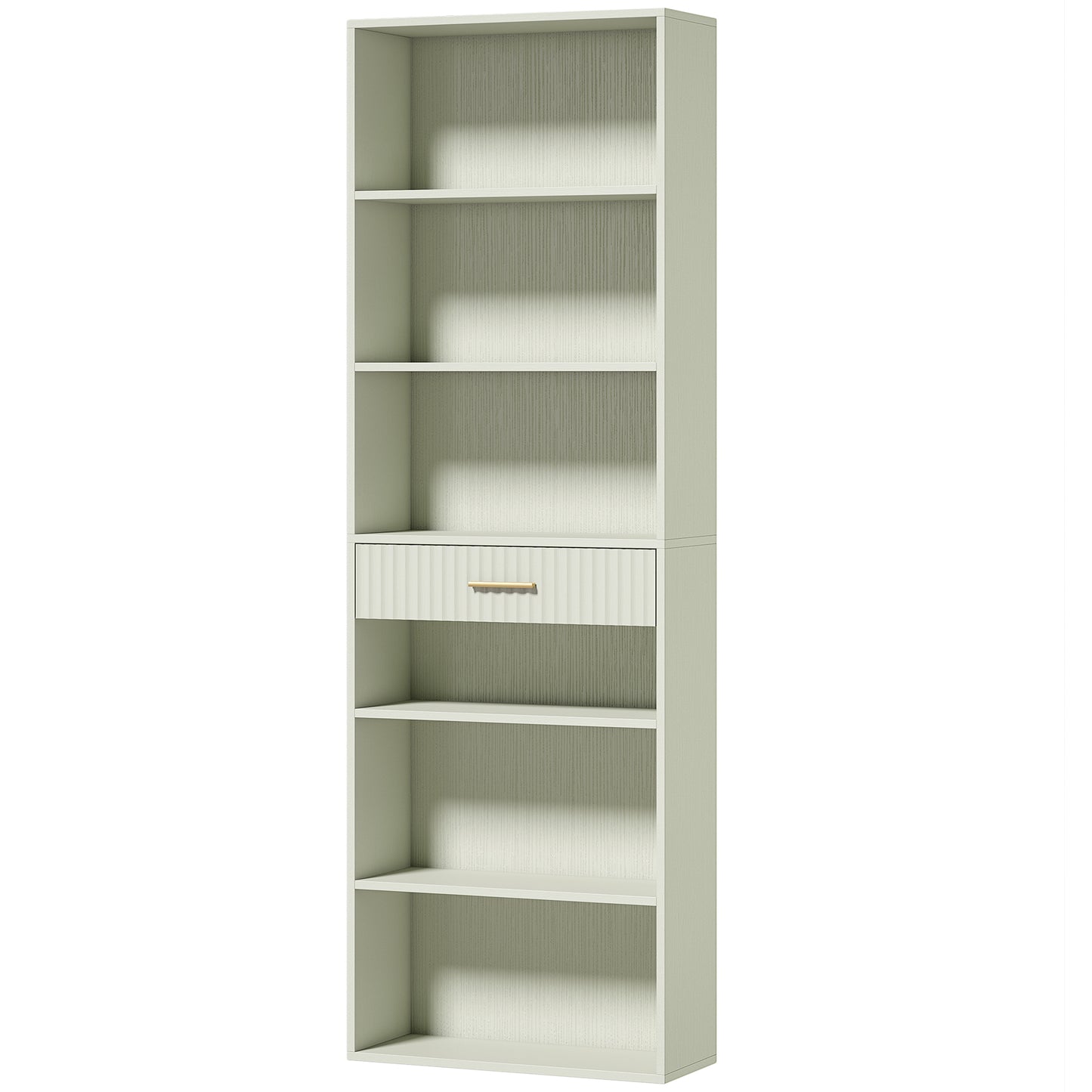HOMCOM Bookcase Narrow Tall Space-Saving Bookshelf Drawer Open Shelves 60 x 24 x 182 cm Light Green