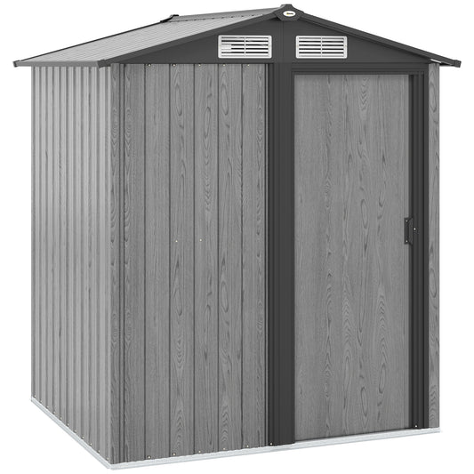 Outsunny 5ft x 4.3ft Outdoor Garden Storage Shed - Grey Wood Effect