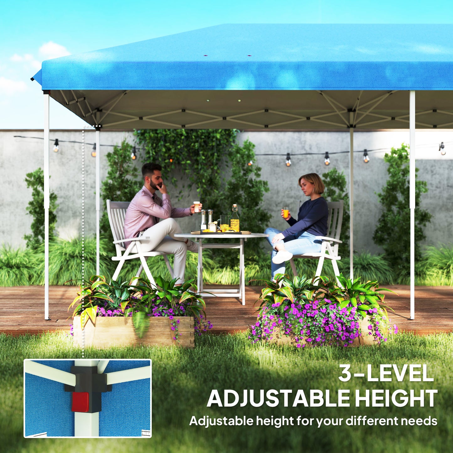 Outsunny 3 x 6m Pop Up Gazebo, Outdoor Canopy Shelter, Marquee Party Wedding Tent with 6 Mesh Walls and Carry Bag, Blue