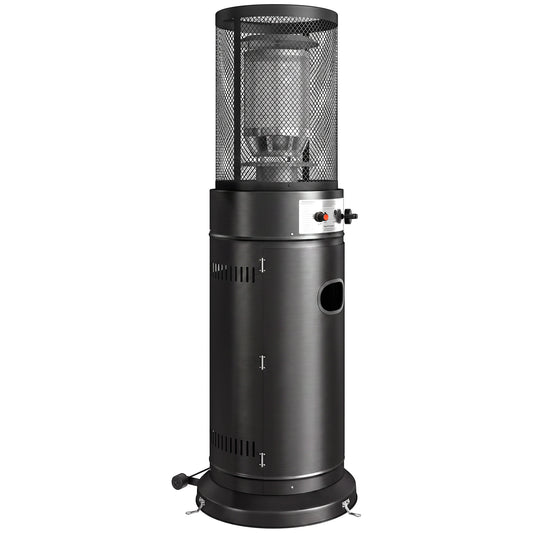 Outsunny Gas Patio Heater, 11 kW Portable Propane Outdoor Heater with Pulse Ignition, Protective Mesh, Tip-over Protection, Black