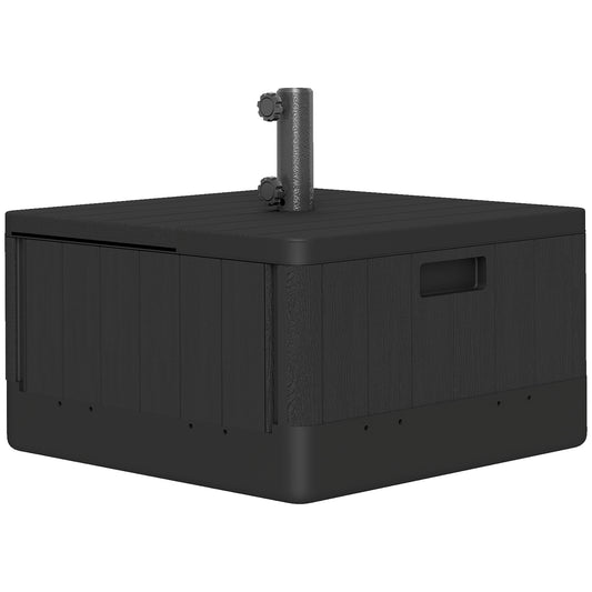 Outsunny Garden Parasol Base with Wheels, Handles, 80kg Stand/50kg Water Fill, Black