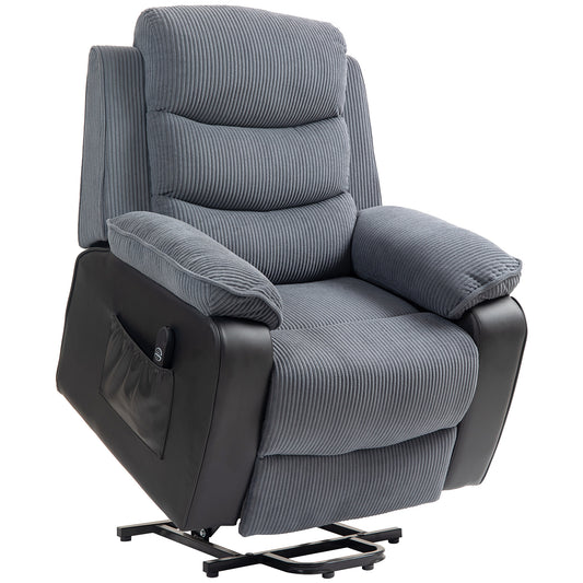 HOMCOM Power Lift Recliner Chair, Patchwork Oversized Electric Armchair, Dark Grey