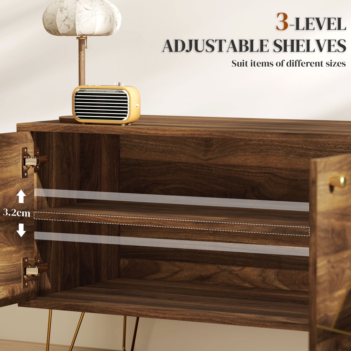 HOMCOM TV Stand Cabinet for up to 60" TV, 130cm Unit with Adjustable Shelves, Hairpin Legs, Double Doors for Living Room or Bedroom, Brown