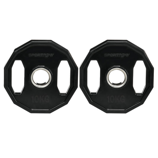 SPORTNOW Olympic Weight Plates Set, Metal & Rubber Bumper Discs, 2"/5cm Holes, Home Gym Lifting Training, 2 x 10kg, Black