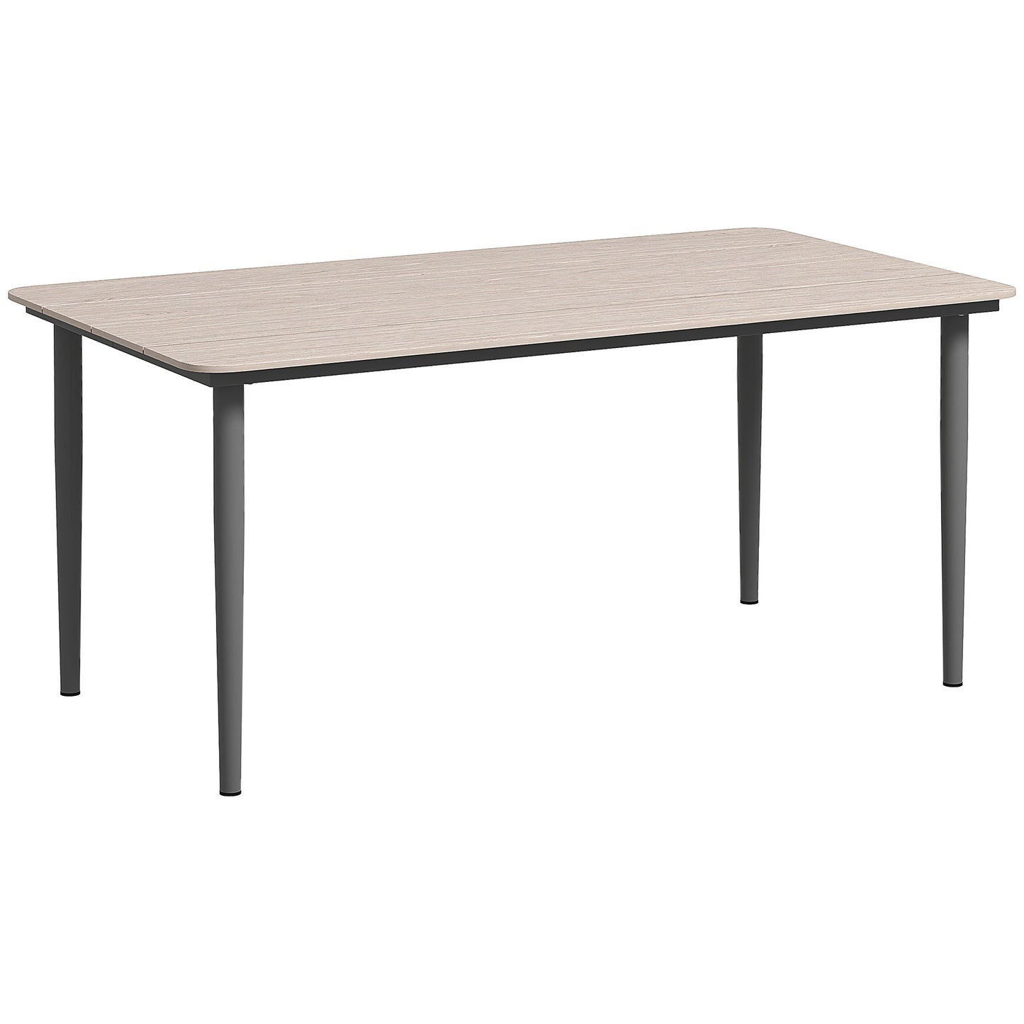Outsunny Garden Table, Outdoor Dining for 6, Rust-Resistant Metal Frame, WPC Top, 160x90x74 cm, for Balcony/Terrace, Light Grey