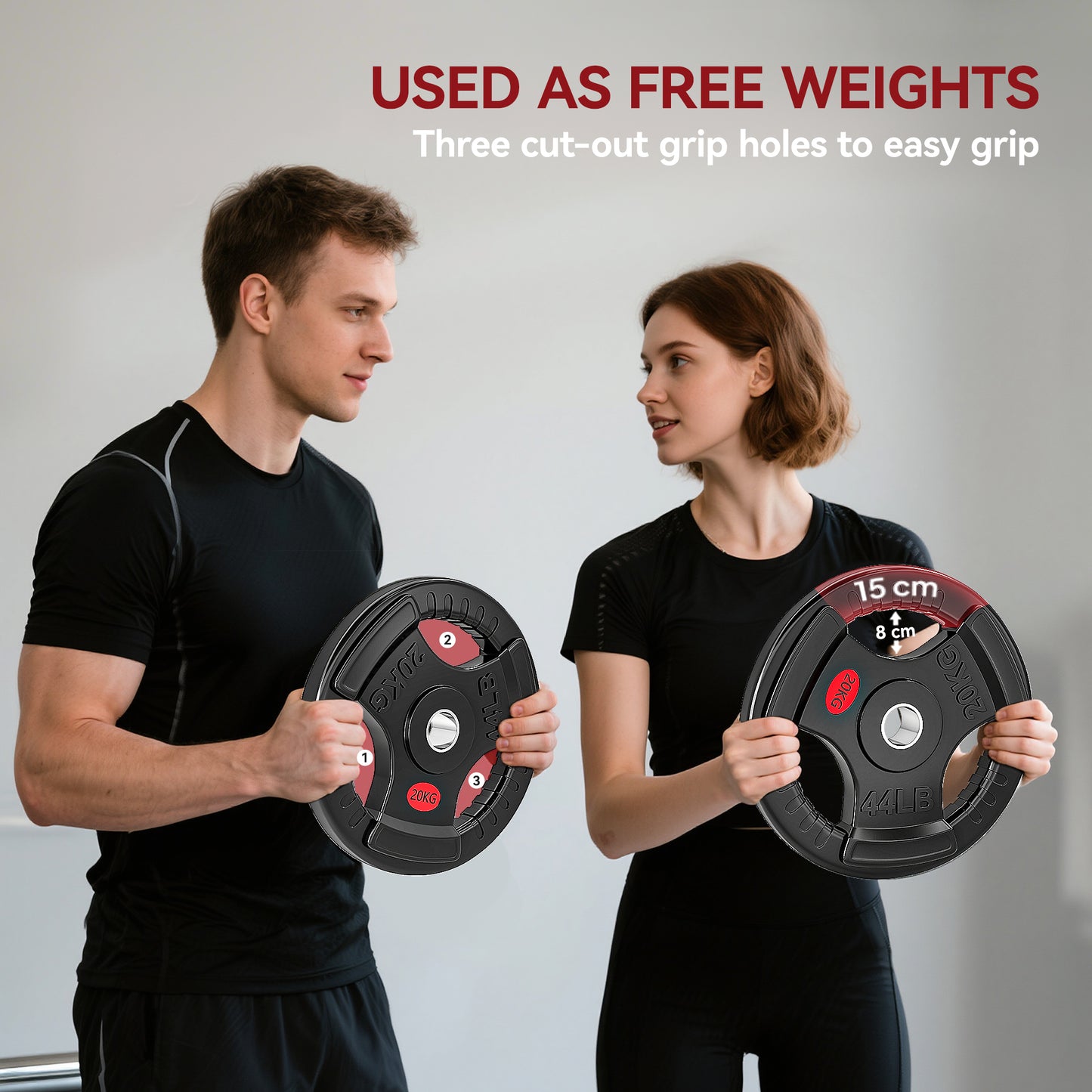 SPORTNOW Olympic 20kg Weight Plate with Tri-Grips for Weightlifting & Strength Training, Home Gym Fitness, Black