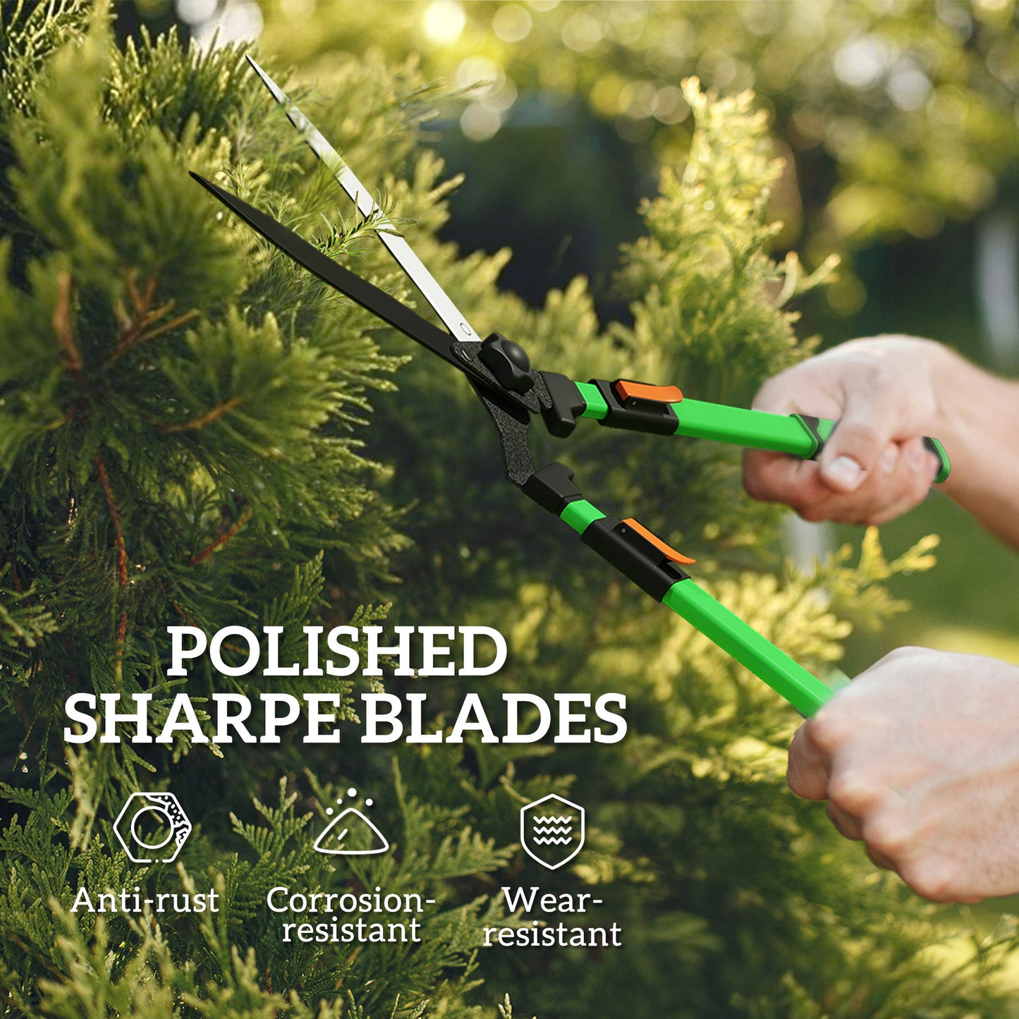 Outsunny 2 Pcs Garden Shears Set: Tree Lopper & Hedge Shears with Telescopic Handles for Trimming Hedges, Shrubs & Bushes, Lightweight, Green