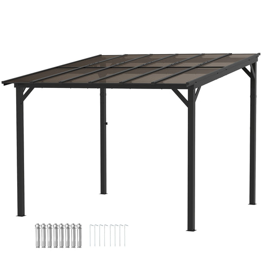 Outsunny 3x3m Metal Pergola, UPF 50+ Waterproof Roof, Wall-Mount/Free, Garden Gazebo, Wind-resistant, Dark Grey