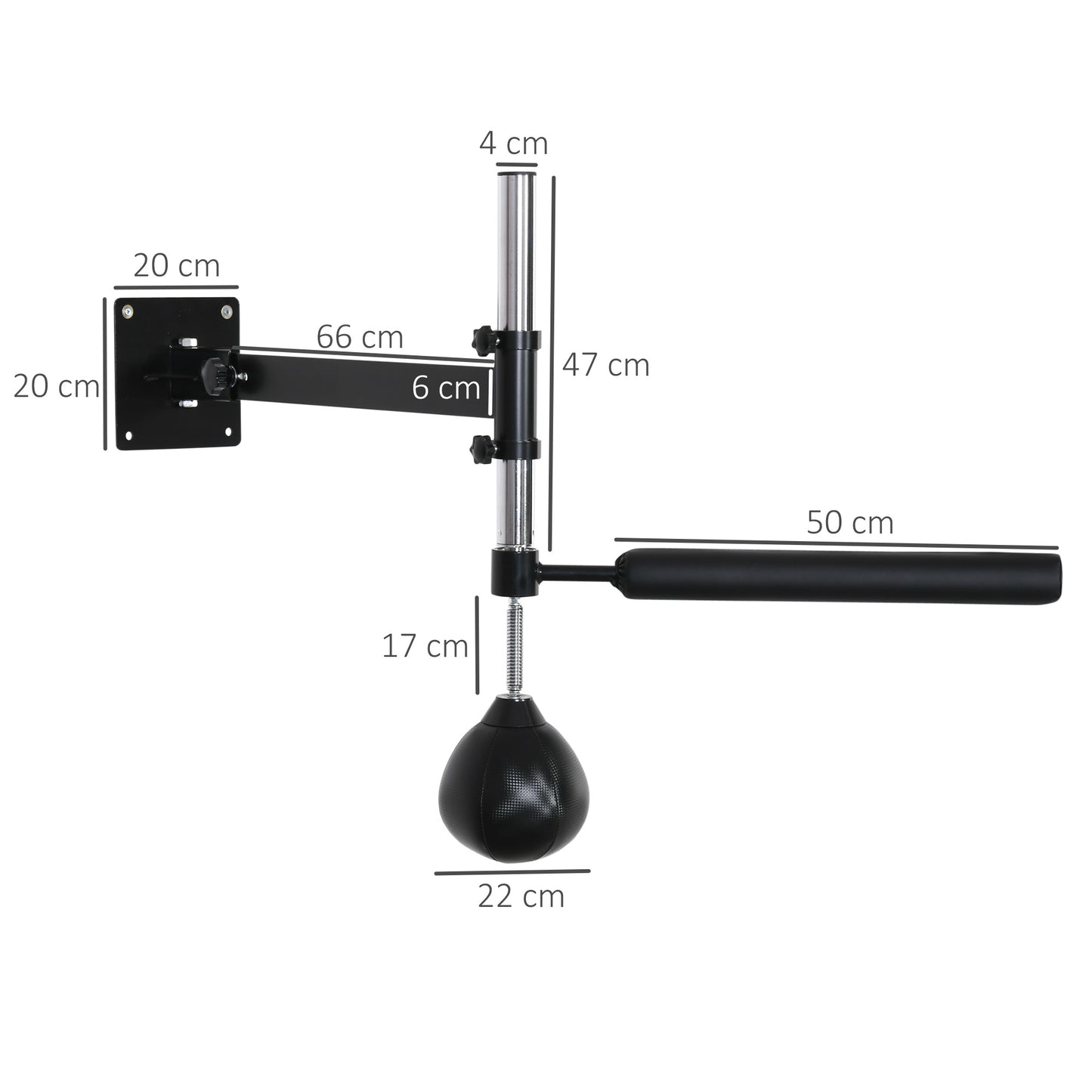 HOMCOM Wall Mount Height Adjustable Speed Bag Boxing, Height Adjustable Punching Bag, Training Kit