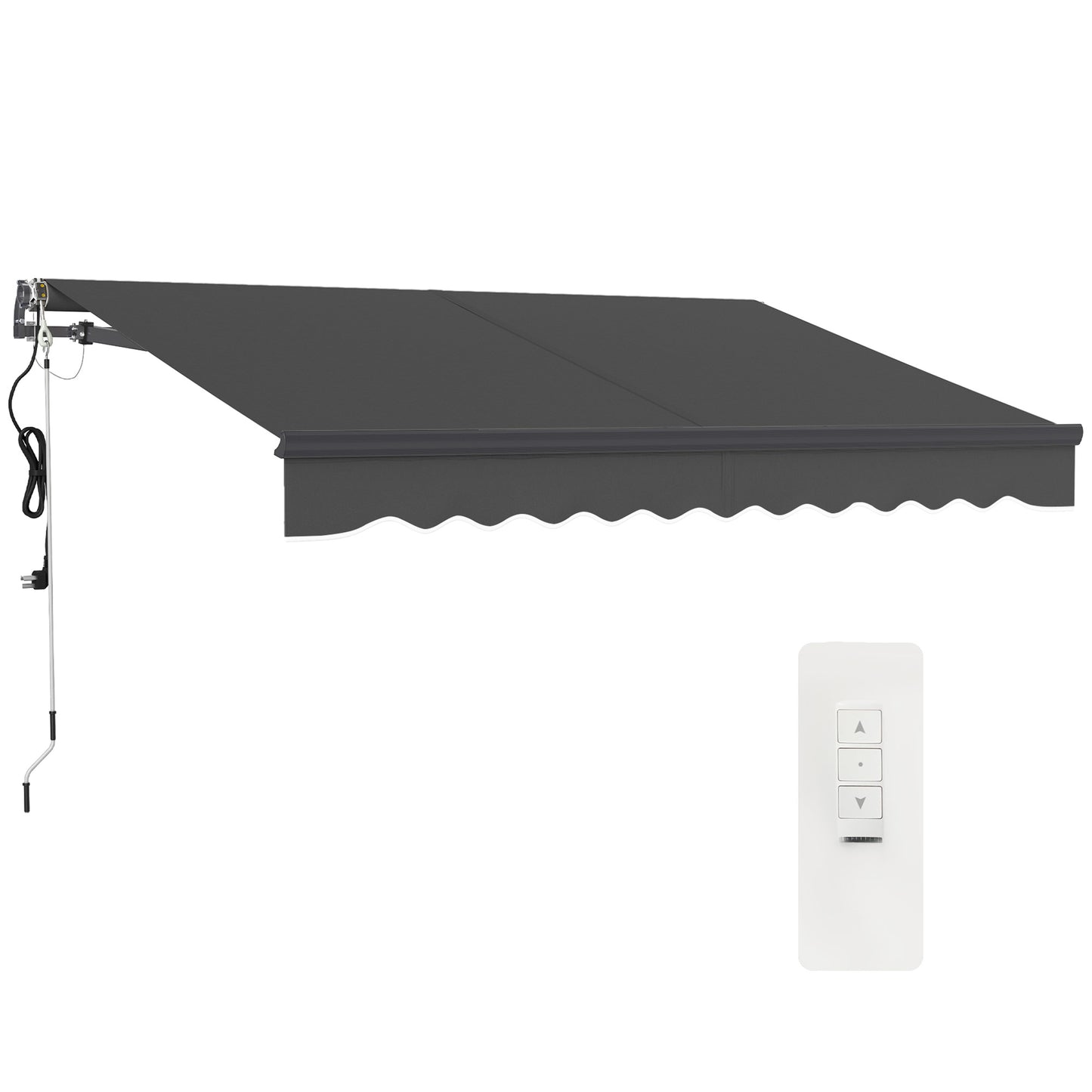 Outsunny Electric Awning, Remote Control, 3x2.5m, Aluminum Frame, DIY Retractable UV30+ Sun Shade Canopy for Patio/Garden, Dark Grey