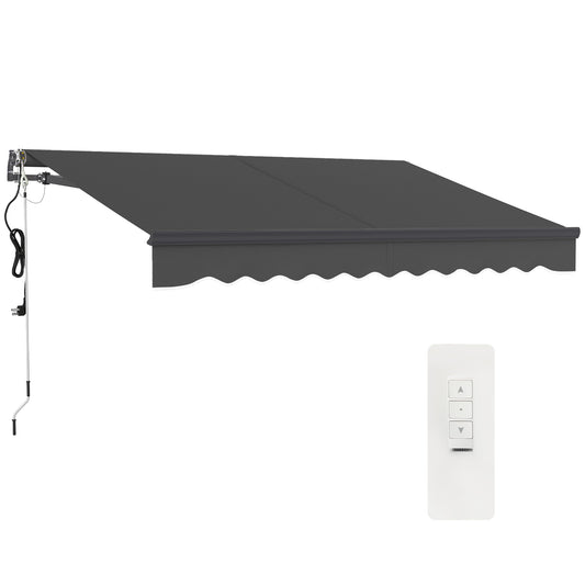 Outsunny Electric Awning, Remote Control, 3x2.5m, Aluminum Frame, DIY Retractable UV30+ Sun Shade Canopy for Patio/Garden, Dark Grey