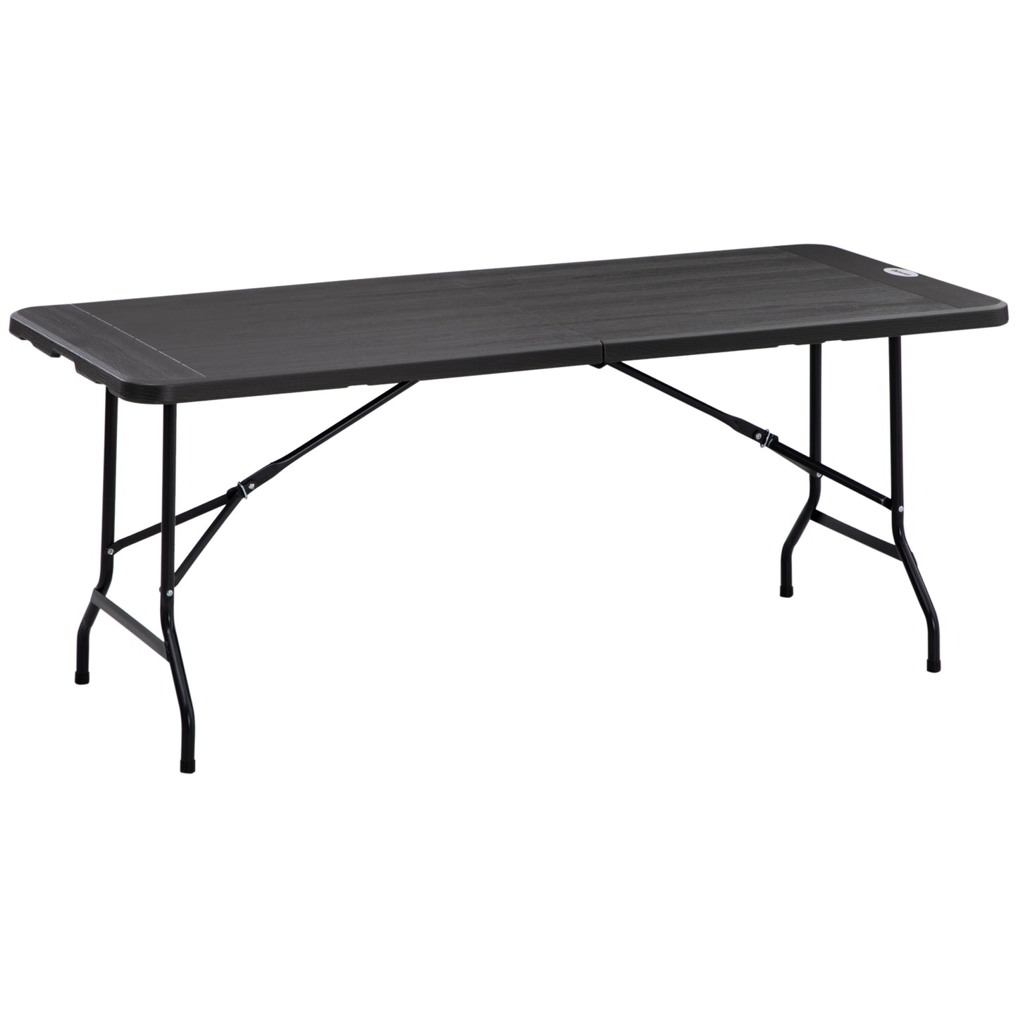 Outsunny Folding Garden Table for 6, Rectangular HDPE Top, Steel Frame, Foldable, Charcoal Grey