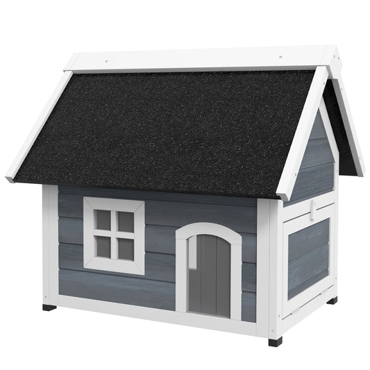 PawHut Outdoor Cat House Shelter Waterproof with Openable Roof and Three Doors 77 x 57.5 x 68 cm - Grey