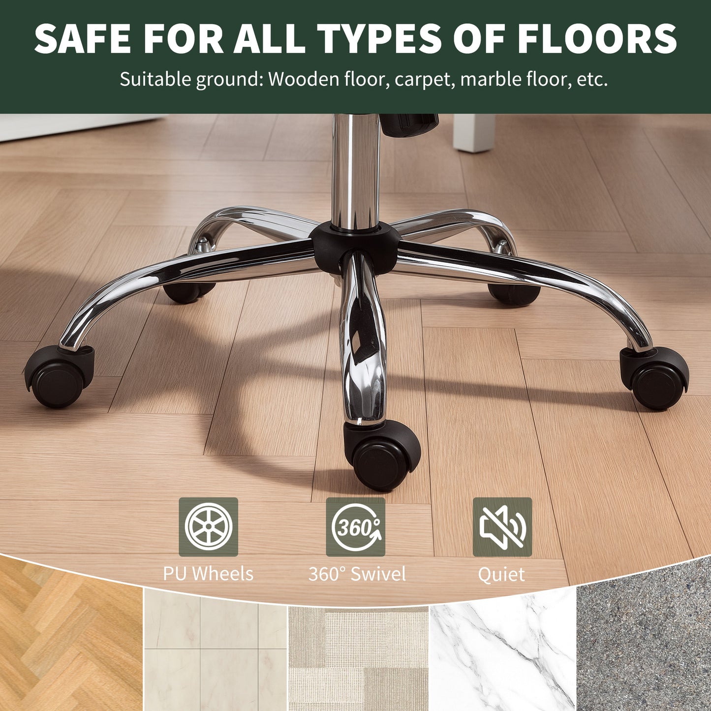 HOMCOM Velvet-Feel Office Chair - Dark Green