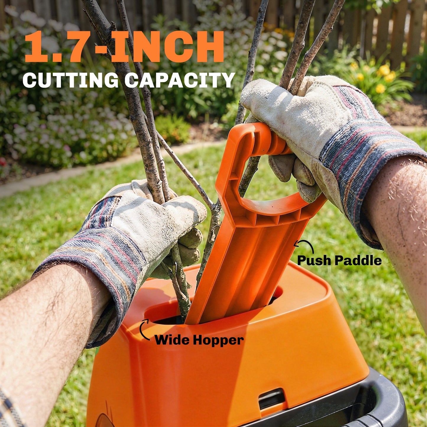 Outsunny 15-Amp Electric Wood Chipper, Corded Wood Mulcher Shredder with 45L Collection Bag, 4300RPM, 1.7" Cutting Diameter