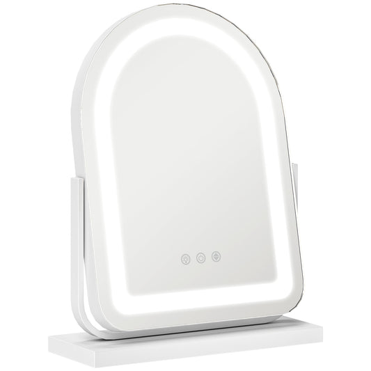 HOMCOM LED Vanity Mirror, Lighted Makeup Mirror with 3 Colour Modes, Touch Screen, White