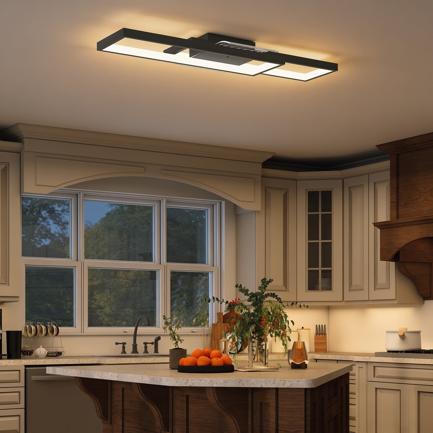 HOMCOM LED Ceiling Light Dimmable Remote Black