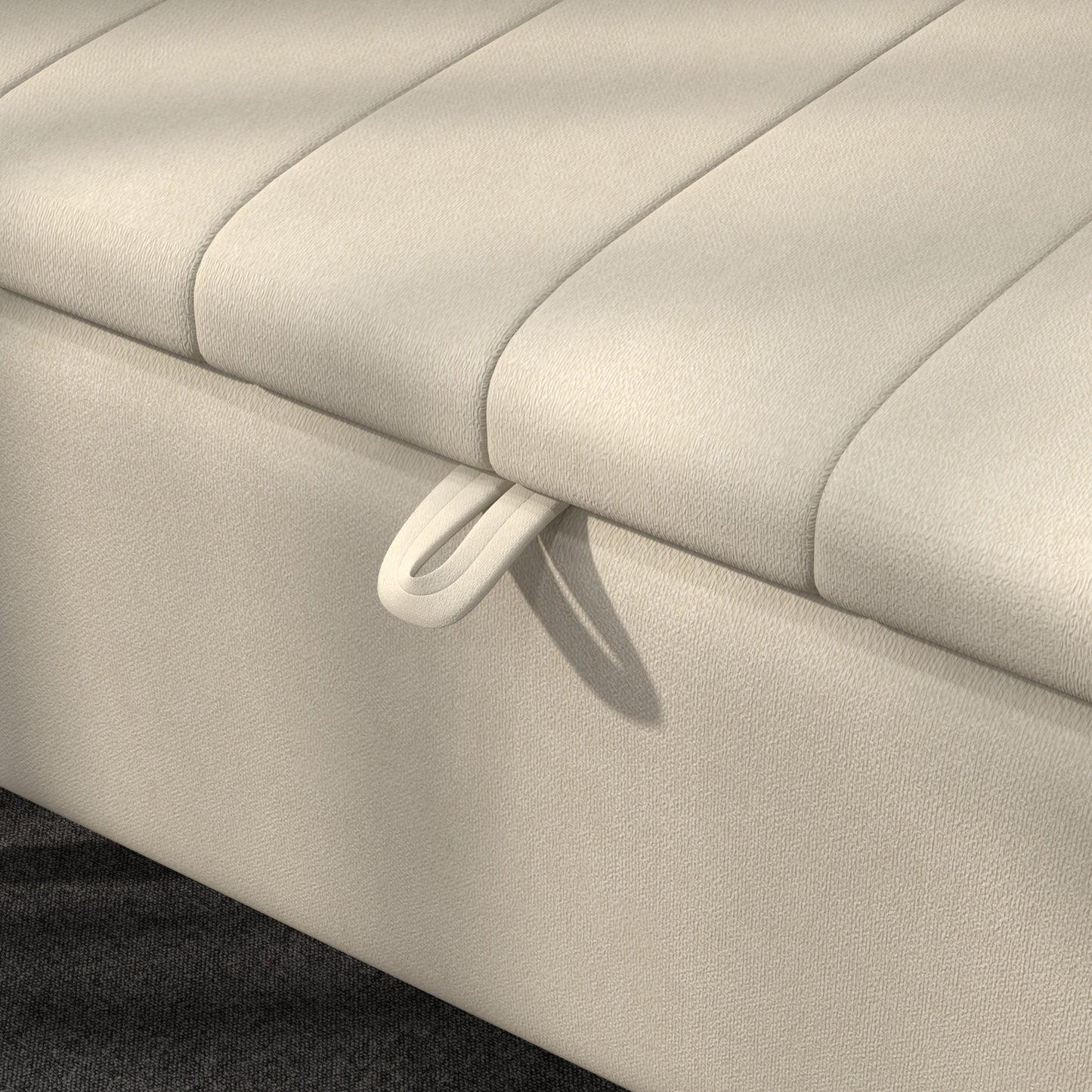 HOMCOM Storage Ottoman Linen Fabric Bench with Flip Top - Cream White