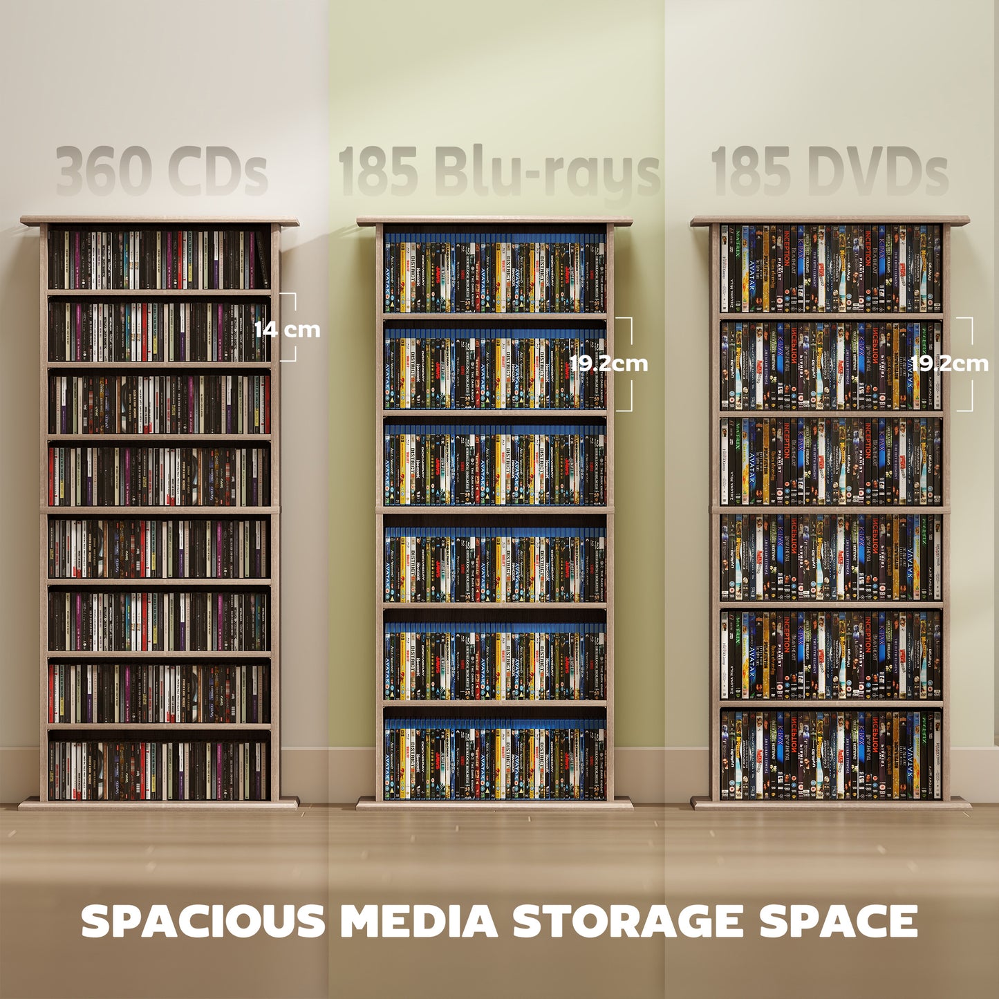 HOMCOM 360 CD Storage Unit - Natural Wood Finish