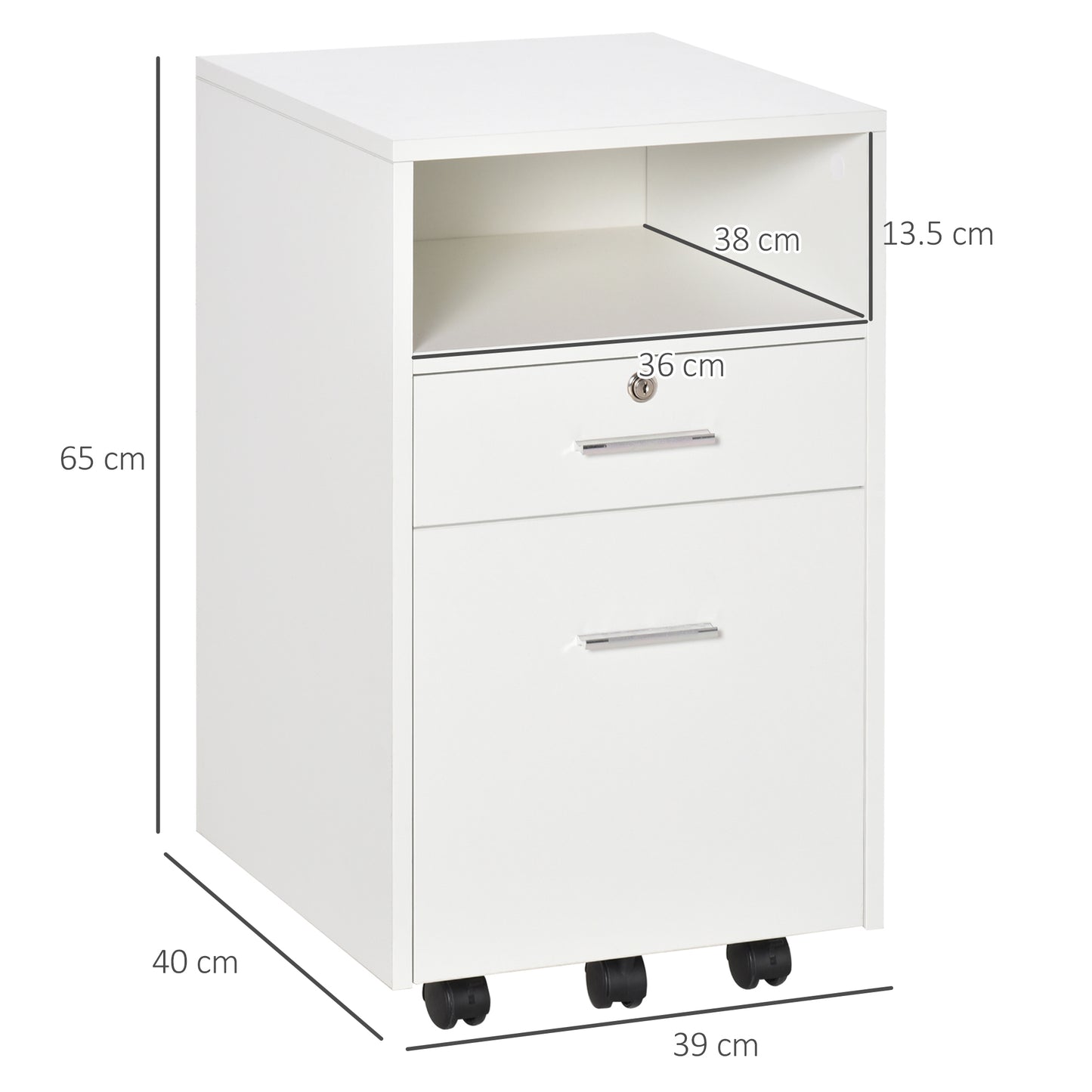 Vinsetto Mobile File Cabinet Home Filing Furniture w/ Lock, Adjustable Partition