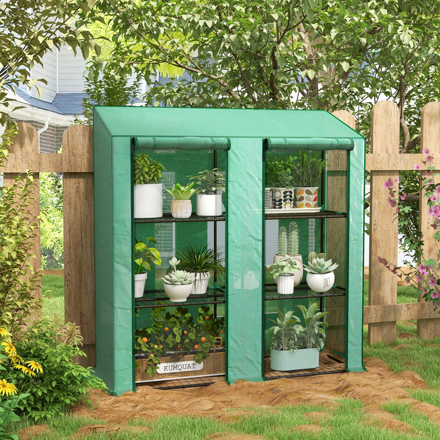 Outsunny 46 x 143cm Mini Lean-To Greenhouse, with Three Inner Shelves