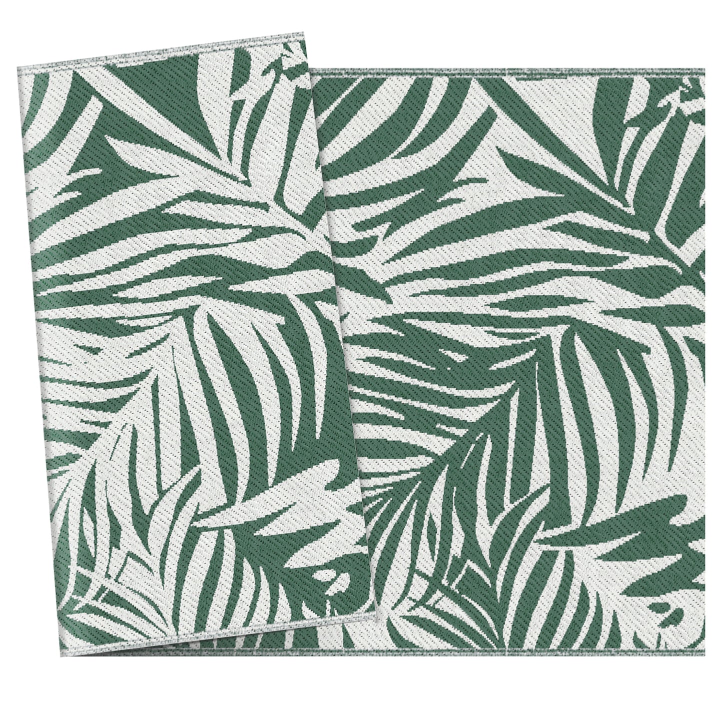 Outsunny Reversible Outdoor RV Rug, 1.5 x 2.4m Waterproof Patio Mat, Green Leaves for Garden, Beach, Camping