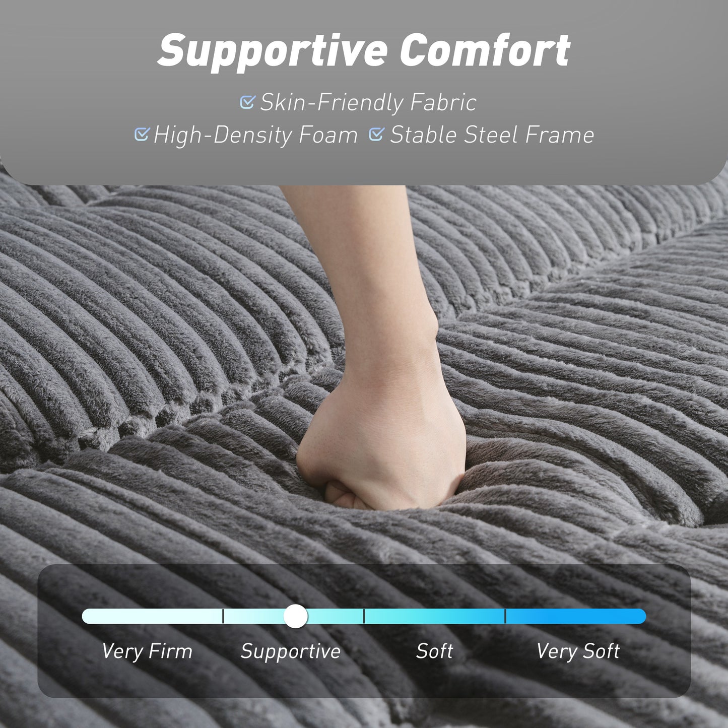 HOMCOM 2 Seater Click Clack Sofa Bed with Pull Out Design, Corduroy Upholstery - Charcoal Grey