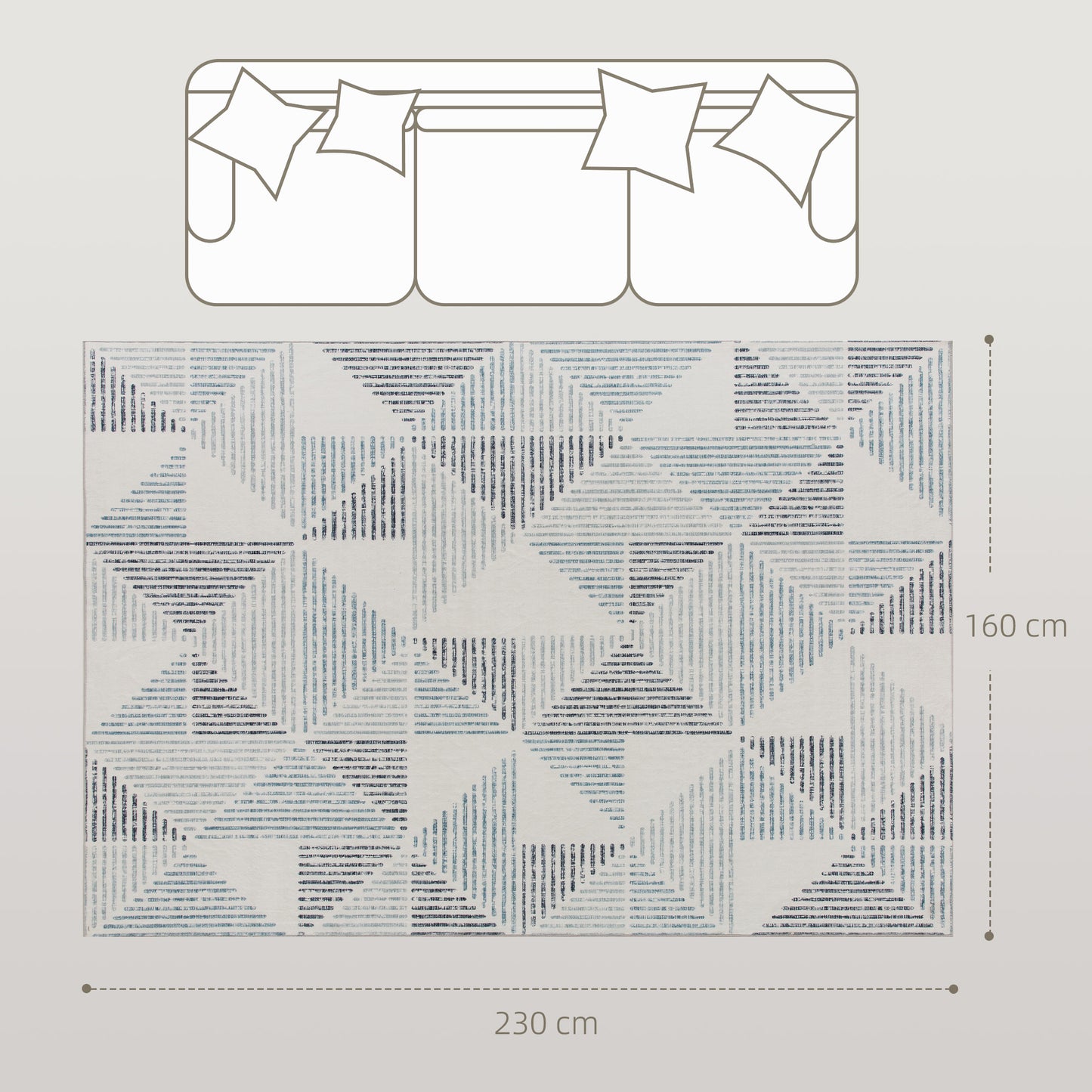 HOMCOM Geometric Area Rug, Non-Slip Washable Carpet for Living Room, Bedroom, Dining Room, Home Office, 230x160 cm, Multi-Coloured