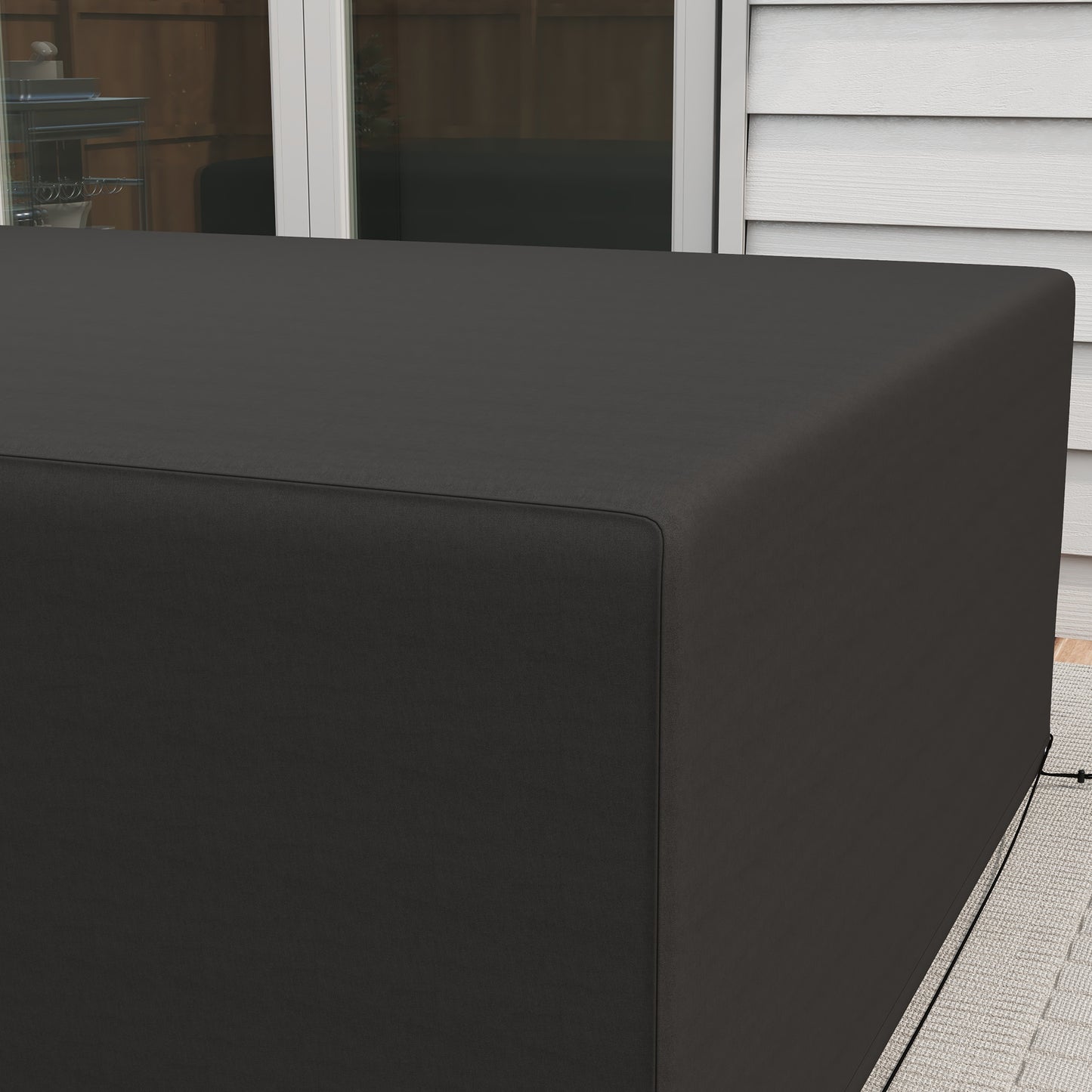 Outsunny Garden Furniture Cover, Waterproof, Anti-UV 600D Heavy Duty Oxford Fabric for Rectangular Sofa Table Set, 245x165x66cm, Black