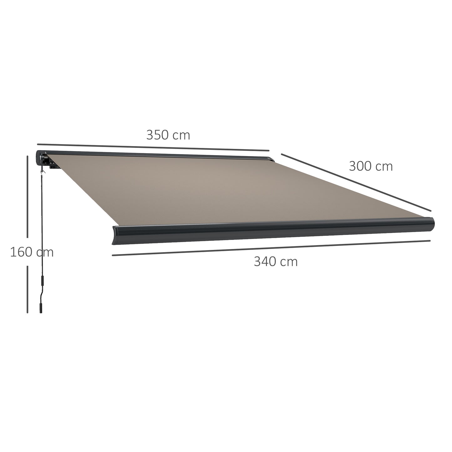 Outsunny Electric Awning, 3.5 x 3 m, Aluminum Frame, Remote Controlled, UV50+ Sun Shade Canopy for Patio, Garden, Door, Window, Light Grey