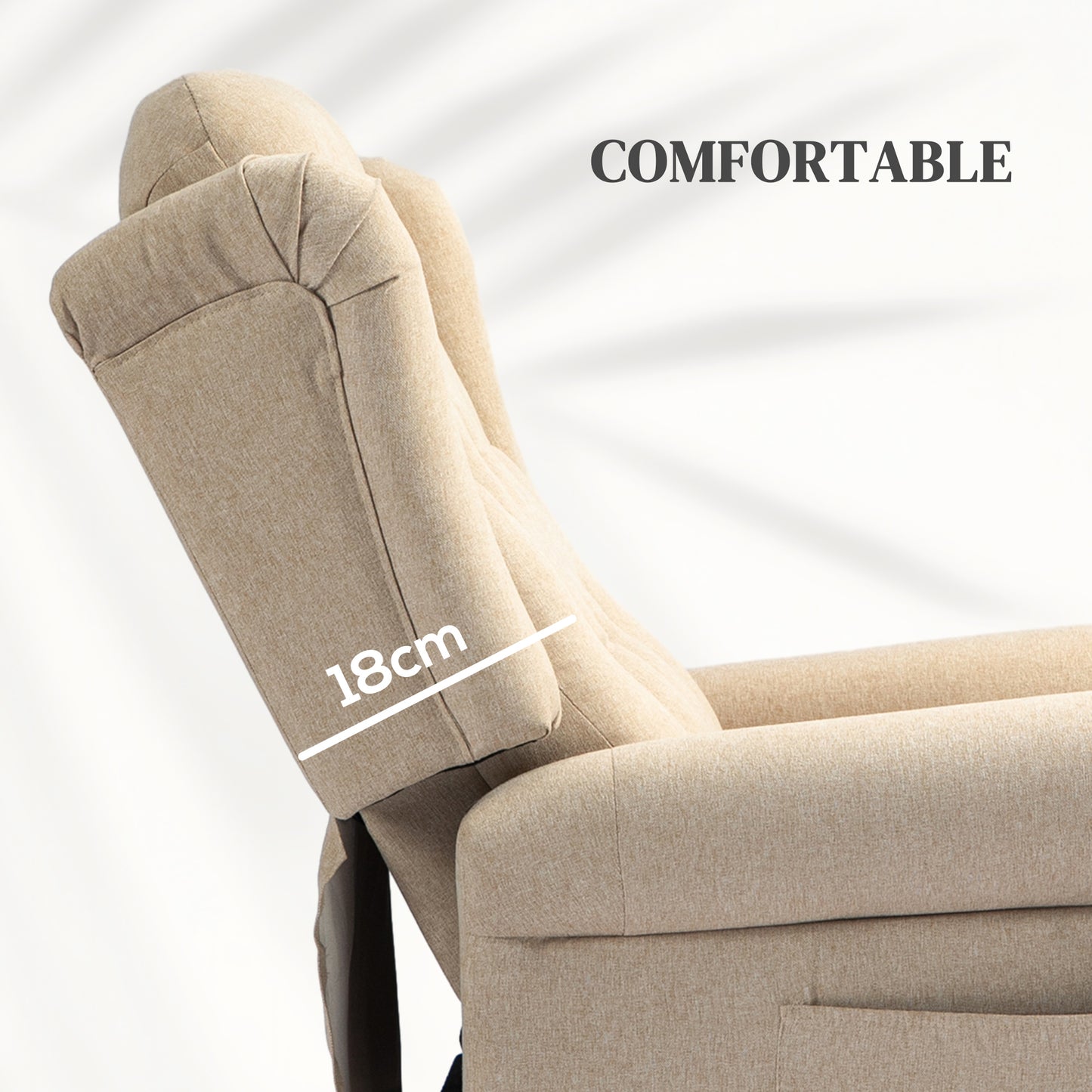 HOMCOM Power Lift Recliner Chair, Wingback Tufted Electric Lift Armchair, Beige