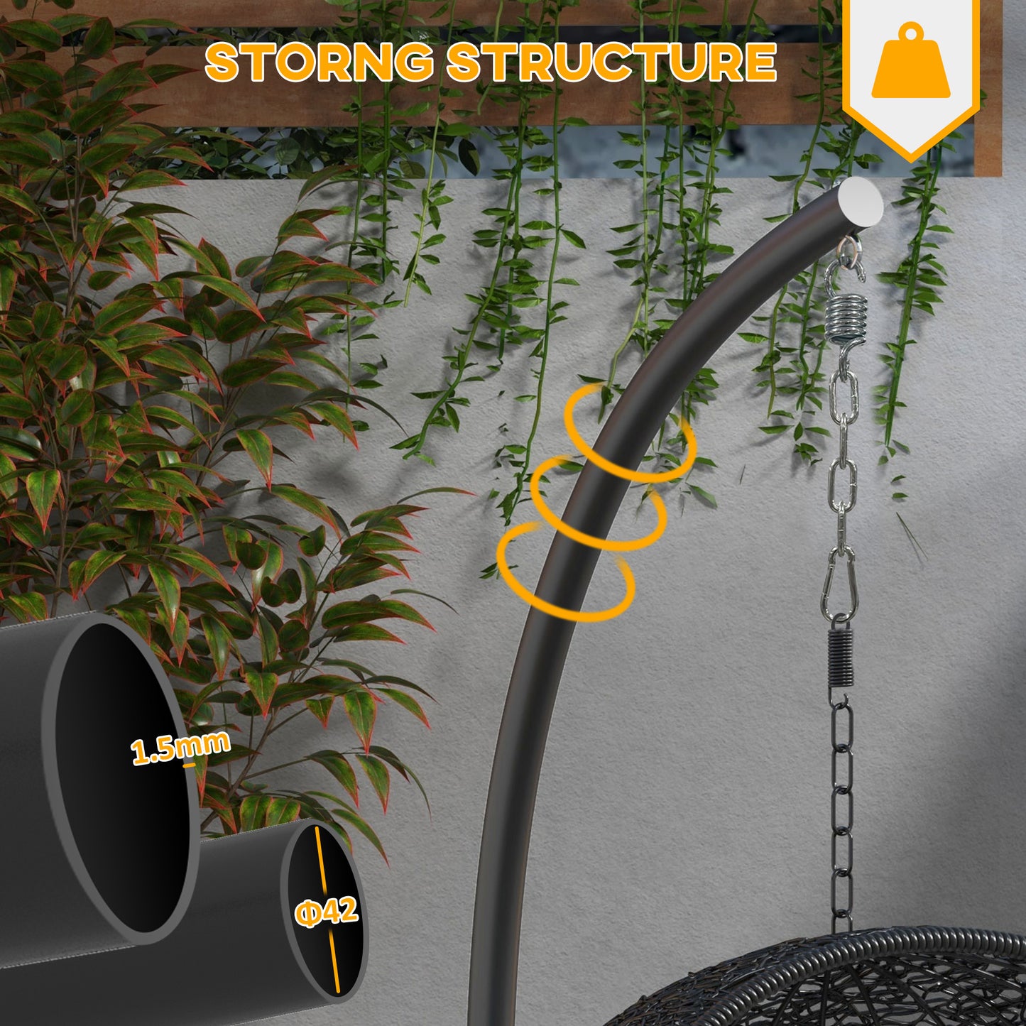 Outsunny Heavy-Duty Hanging Swing Chair Stand Black