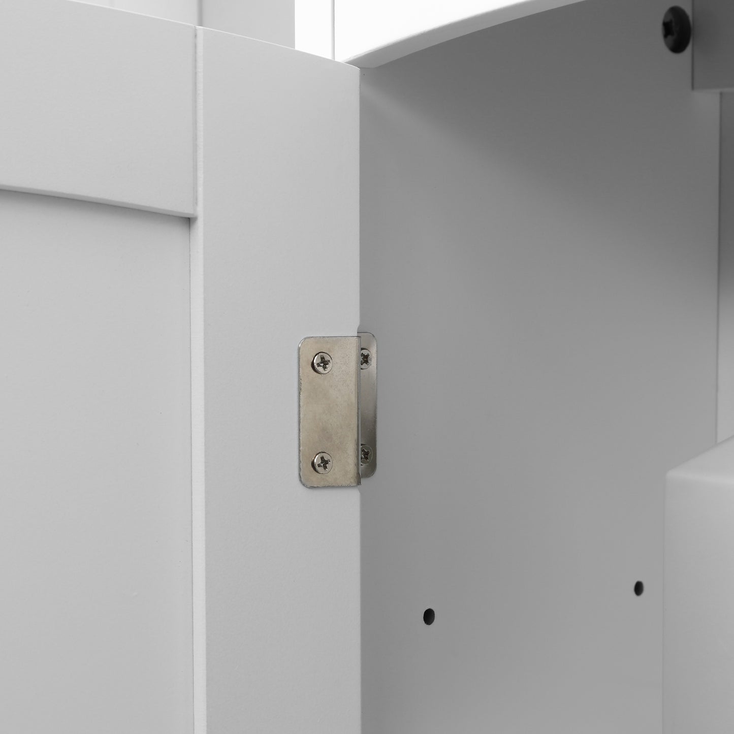 kleankin Wall-Mounted Bathroom Cabinet, Arched Door, Adjustable Shelf, Light Grey & White