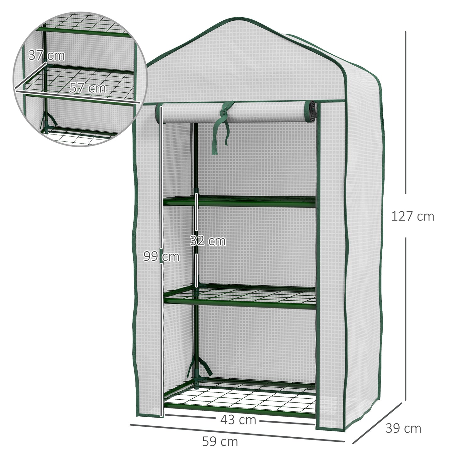 Outsunny Three-Tier Mini Greenhouse - White