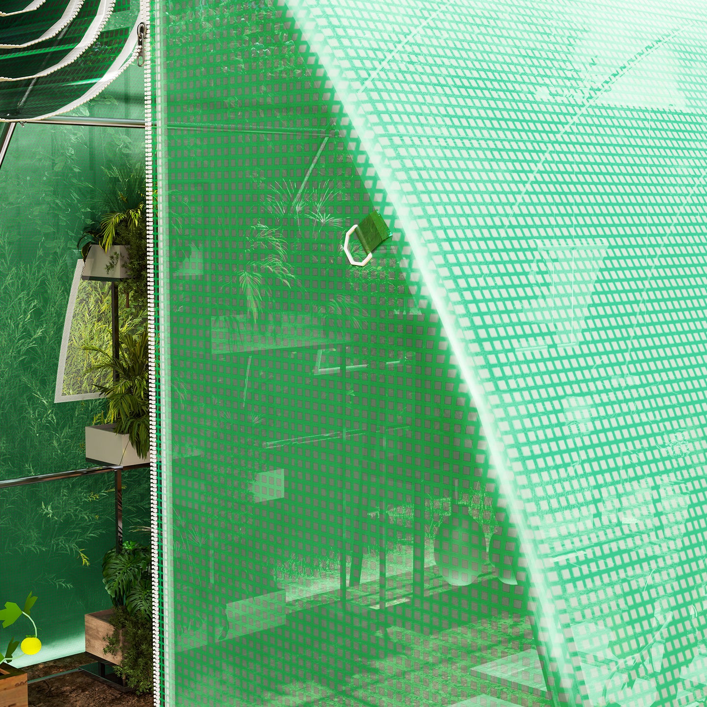 Outsunny 4x3x2m Greenhouse PE Replacement Cover ONLY for Winter Garden Tunnel Greenhouse with Roll-up Windows & Door, Green