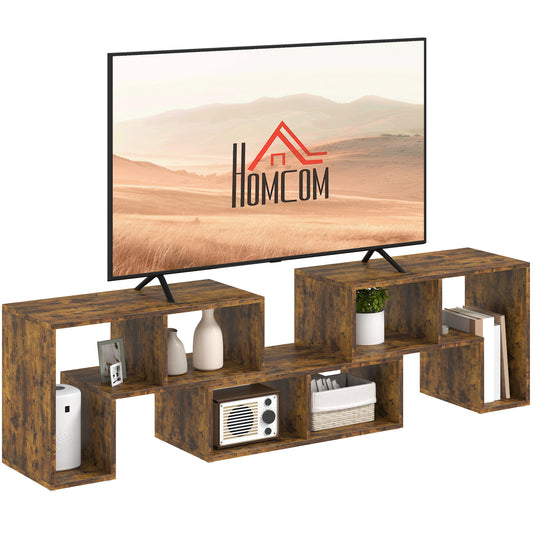 HOMCOM TV Stand for TVs up to 75 Inches, TV Unit with Storage Shelves, Rustic Brown