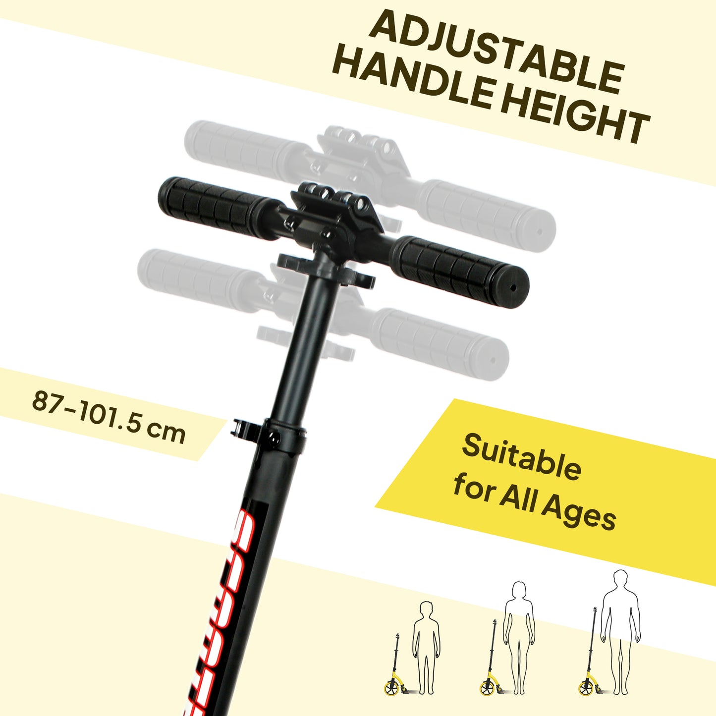 HOMCOM Foldable Kick Scooter, Double Shock Absorption, Big Wheels, Height Adjustable Aluminum Frame for 14+ Teens/Adults - Yellow