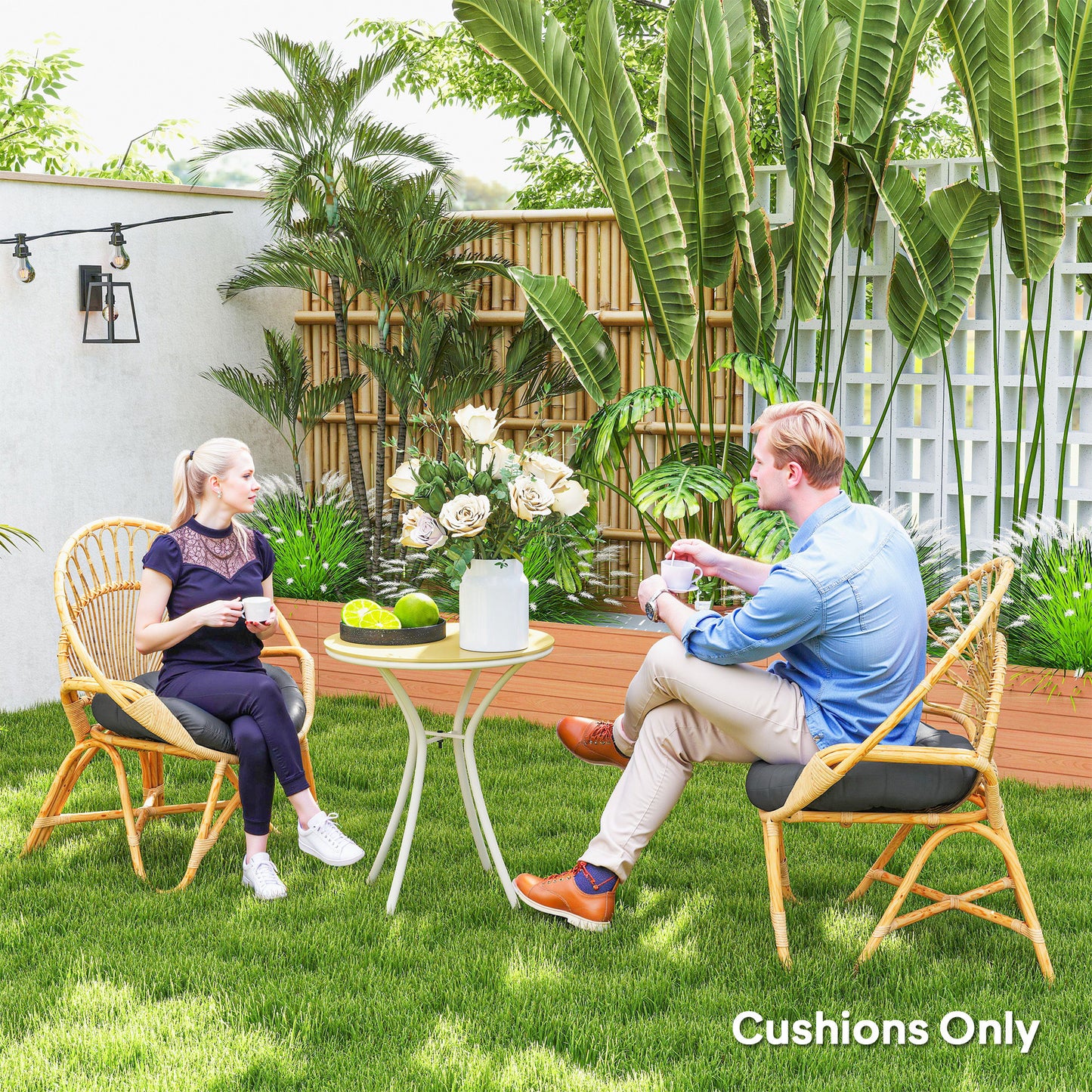 Outsunny Set of Two Ø60cm Outdoor Cushions - Dark Grey