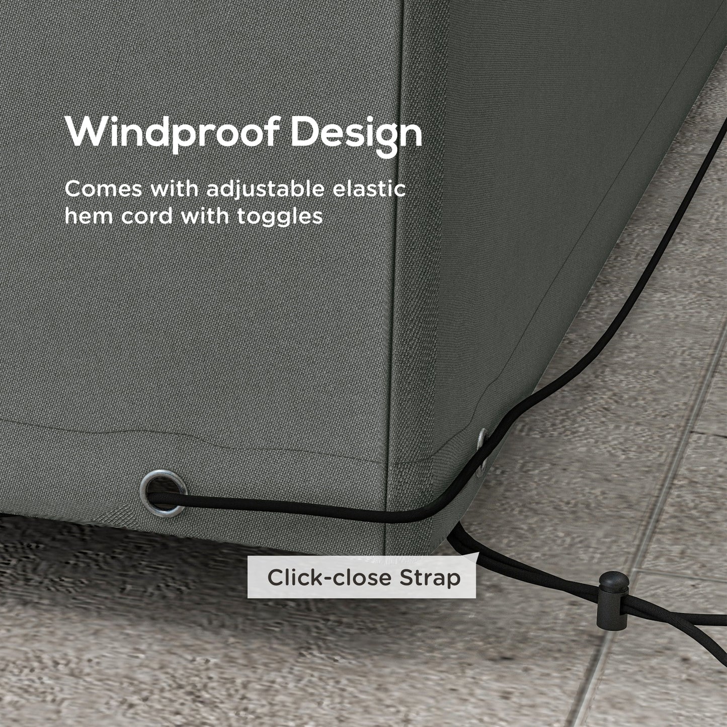 Outsunny Waterproof Outdoor Furniture Cover, 600D Heavy Duty Oxford for Rectangular Sofa/Table Set, 245x165x66 cm, Dark Grey