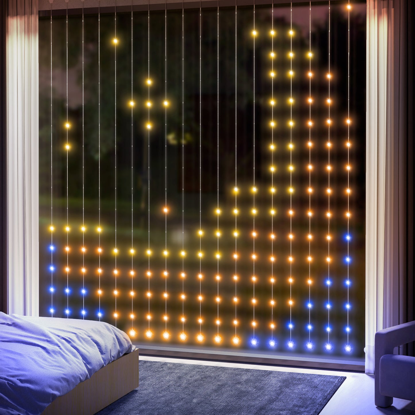 HOMCOM LED Curtain Lights, Plug-In Colour Changing with Remote, 400 RGBIC LEDs for Bedroom Decor, 3x3m