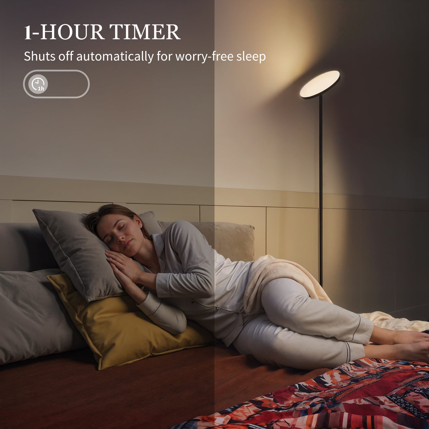 HOMCOM RGB Uplighter Floor Lamp, Tall Dimmable with Remote & Touch Control, 350° Rotatable Head, 2700K-6000K Temperatures, Black