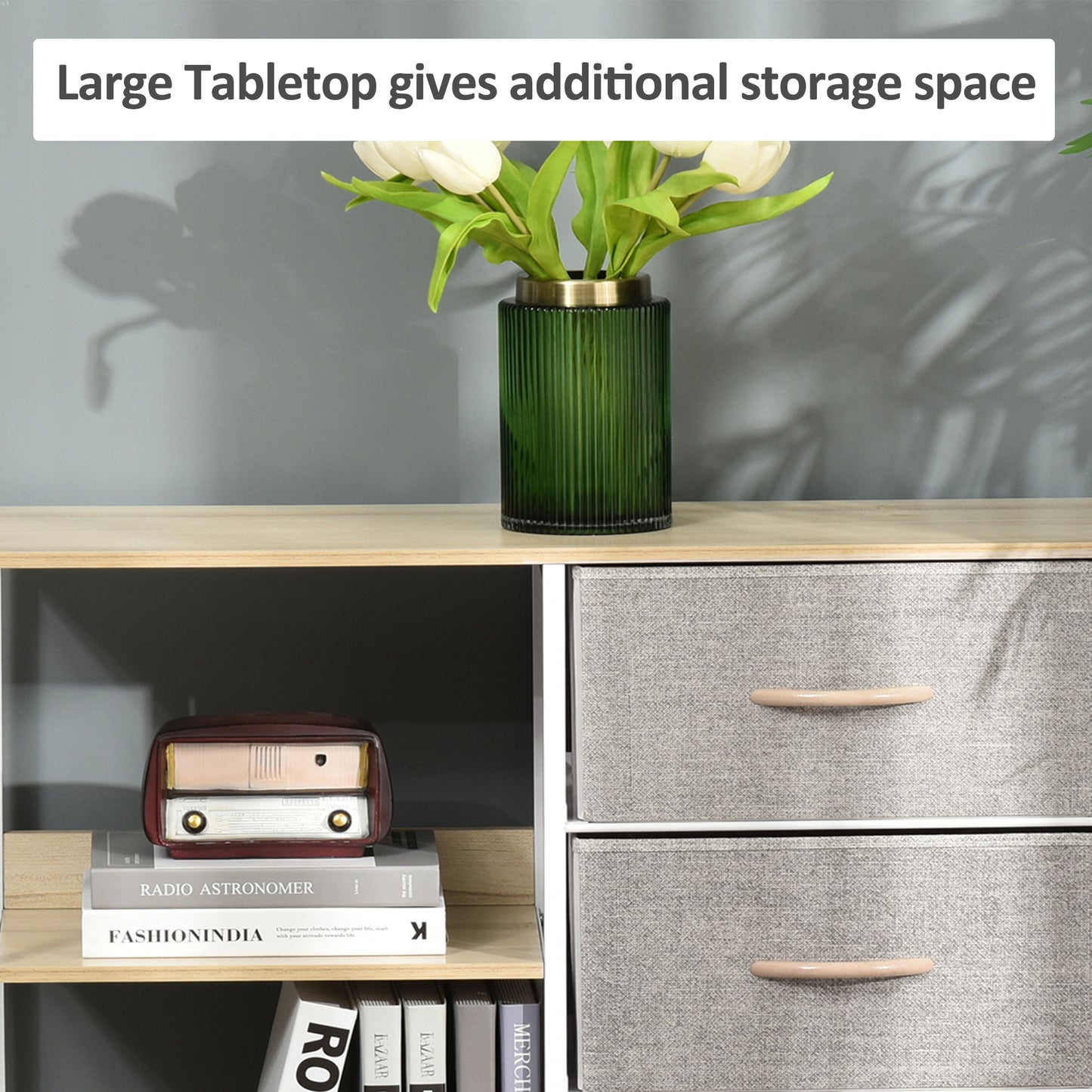 HOMCOM Storage Cabinet Organizer 3 Drawer Chest Dresser Tower with 2 Shelves