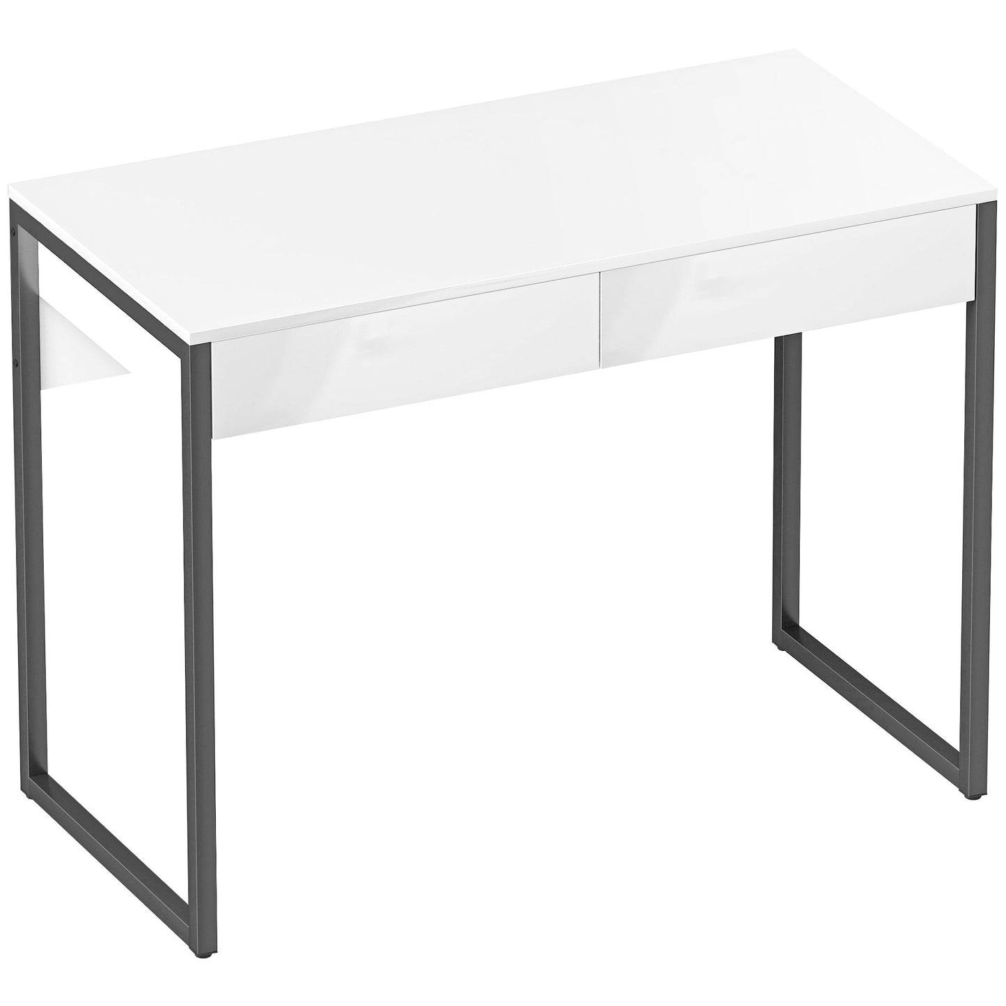 HOMCOM High Gloss Work Table, with Drawers - White