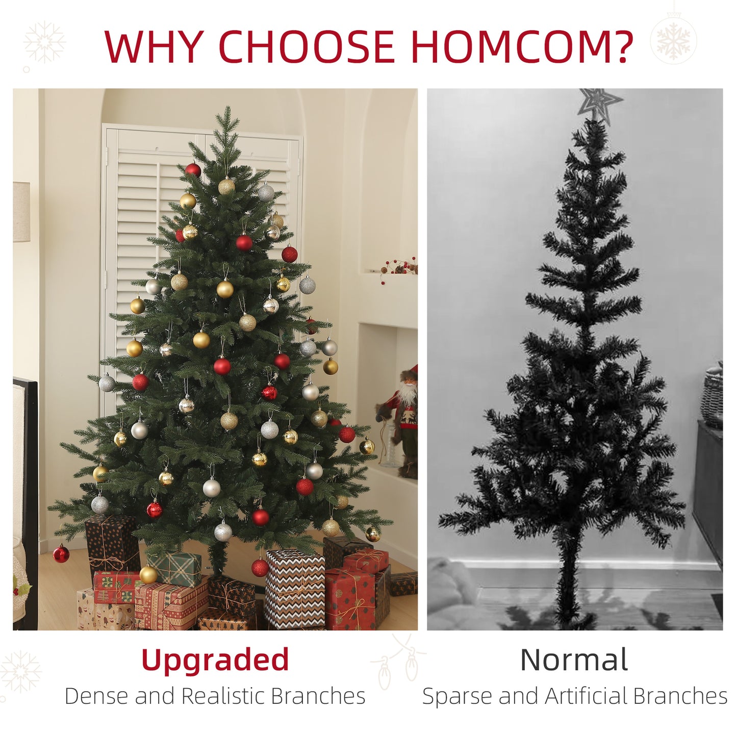 HOMCOM 6ft Artificial Spurce Christmas Tree with 1696 Branch Tips and Foldable Steel Base