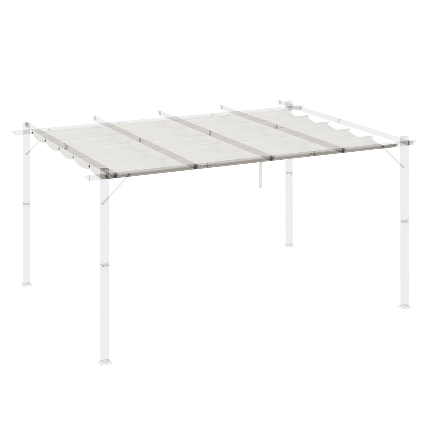 Outsunny Retractable Pergola Shade Cover, Replacement Canopy for 4 x 3 (m) Pergola, Retractable Roof, Cream White