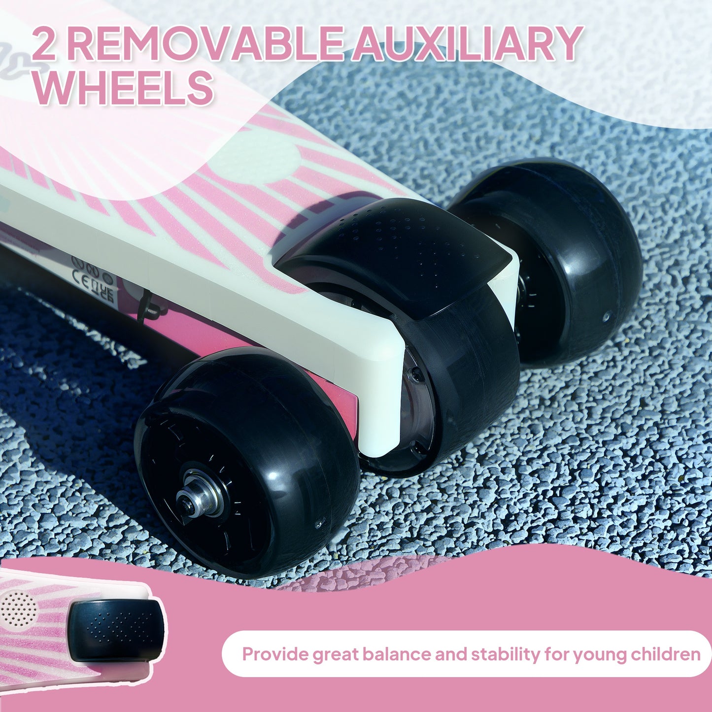 AIYAPLAY Electric Scooter for Kids Ages 4-7, with Rear Wheels, LED Light & Electric Brake, 6 KM/H & 8 KM Range, Pink